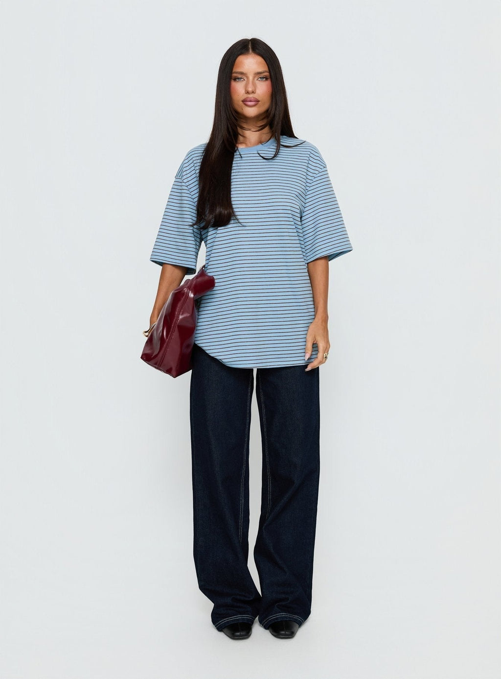 Kaitlan Short Sleeve Tee Blue Stripe