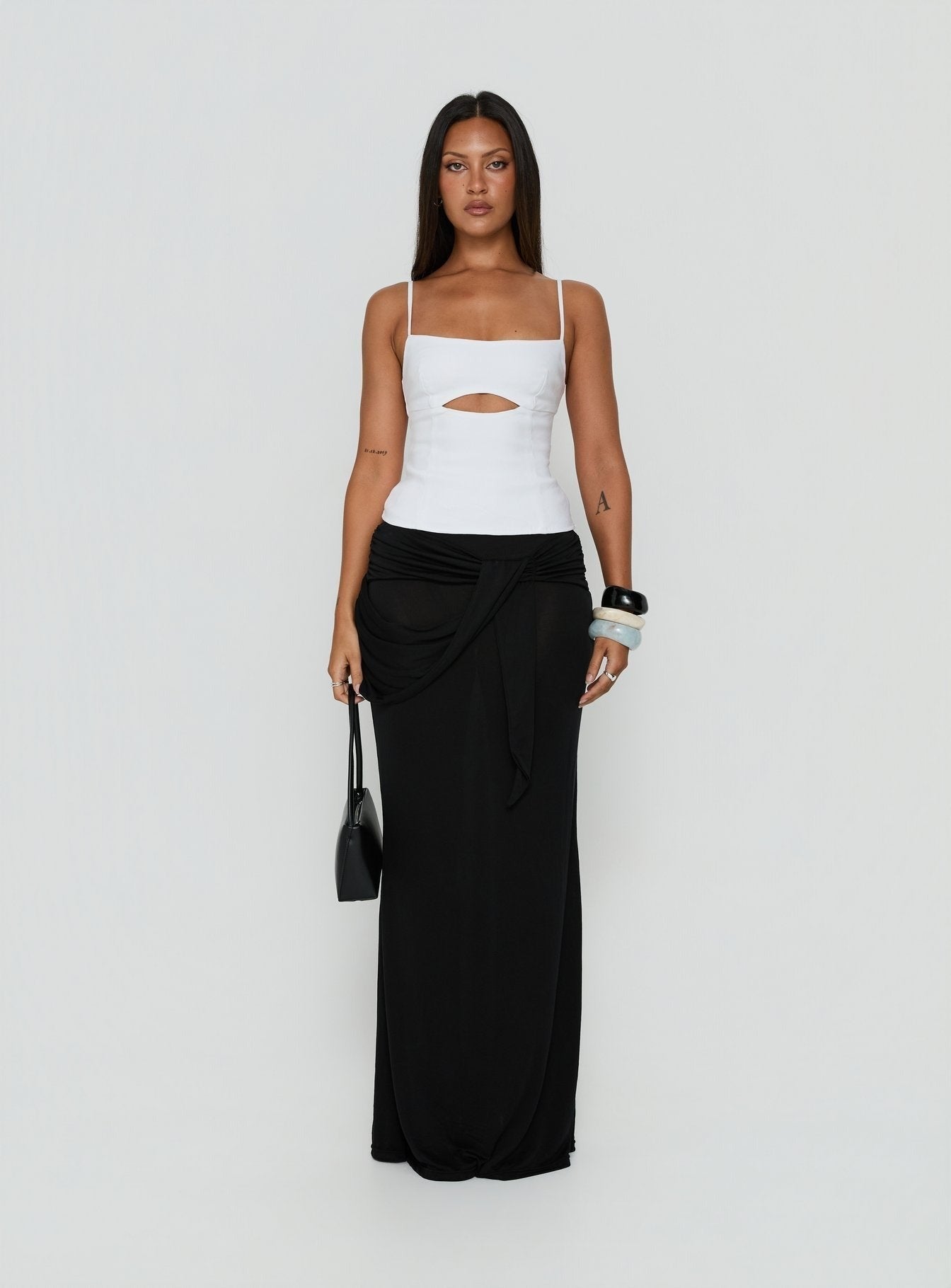 Lenara Cut Out Cami Top White