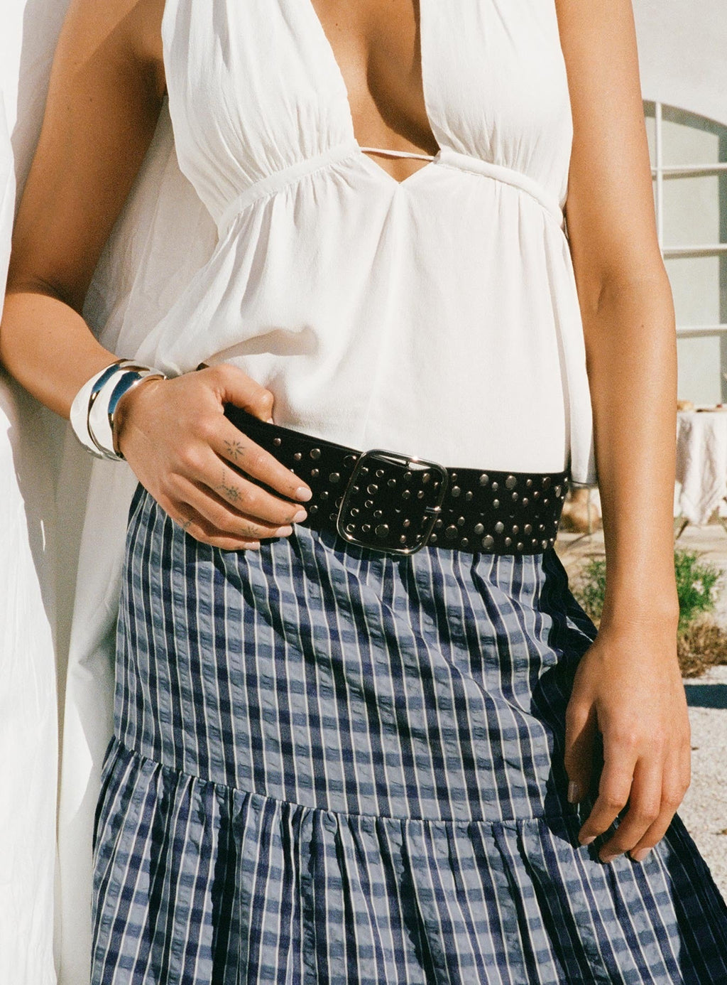 Wanna Find Out Faux Leather Belt Black / Silver