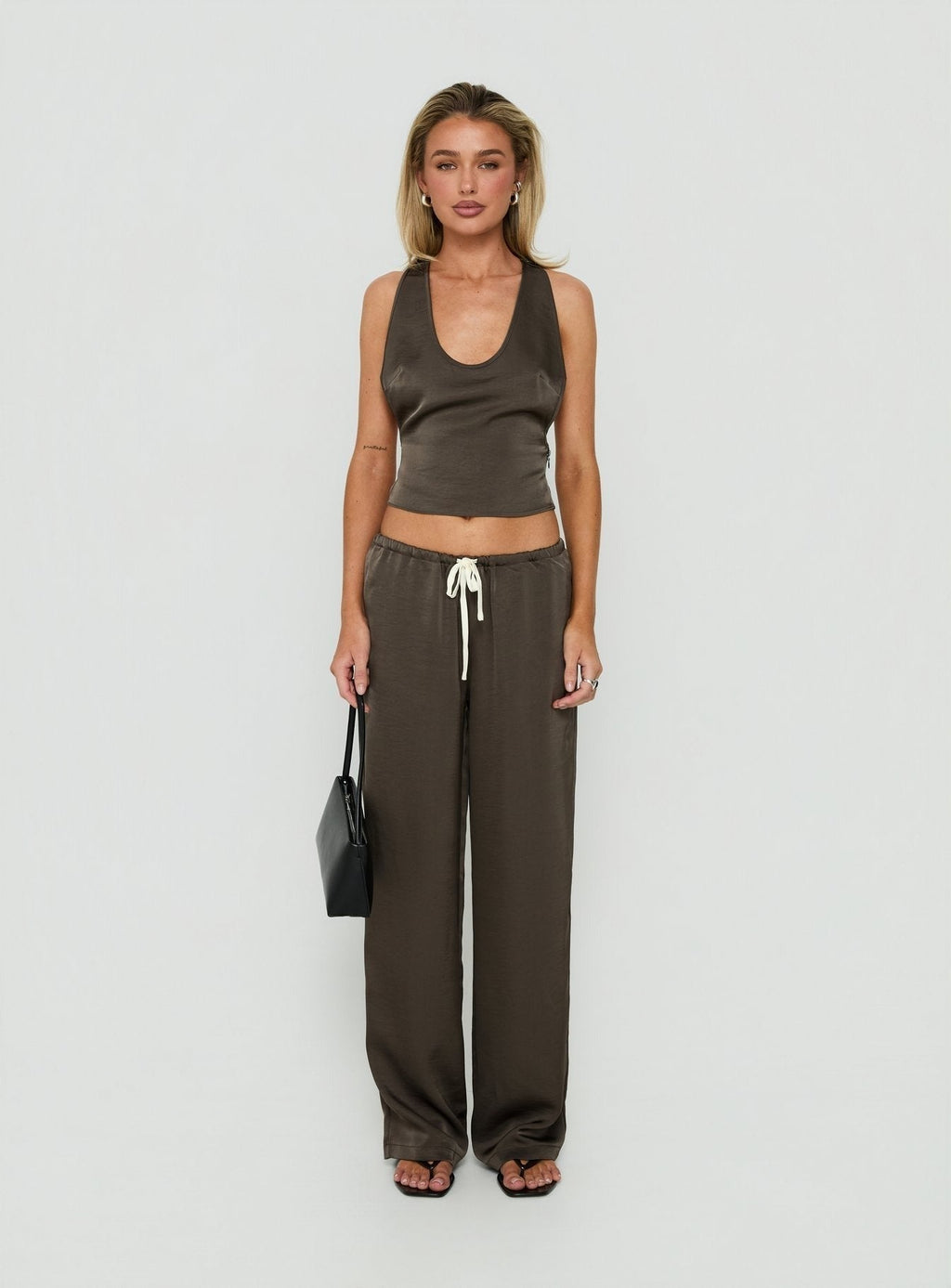 Bare Satin Cami Top Mocha