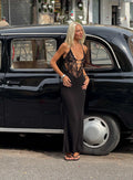 Totema Lace Halter Maxi Dress Black