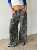 Naylor Mid Rise Wide Leg Jeans Camo