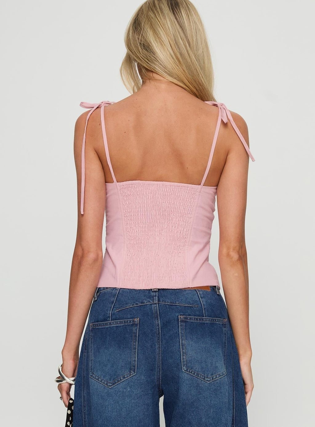 Dalanie Tie Strap Top Dusty Pink
