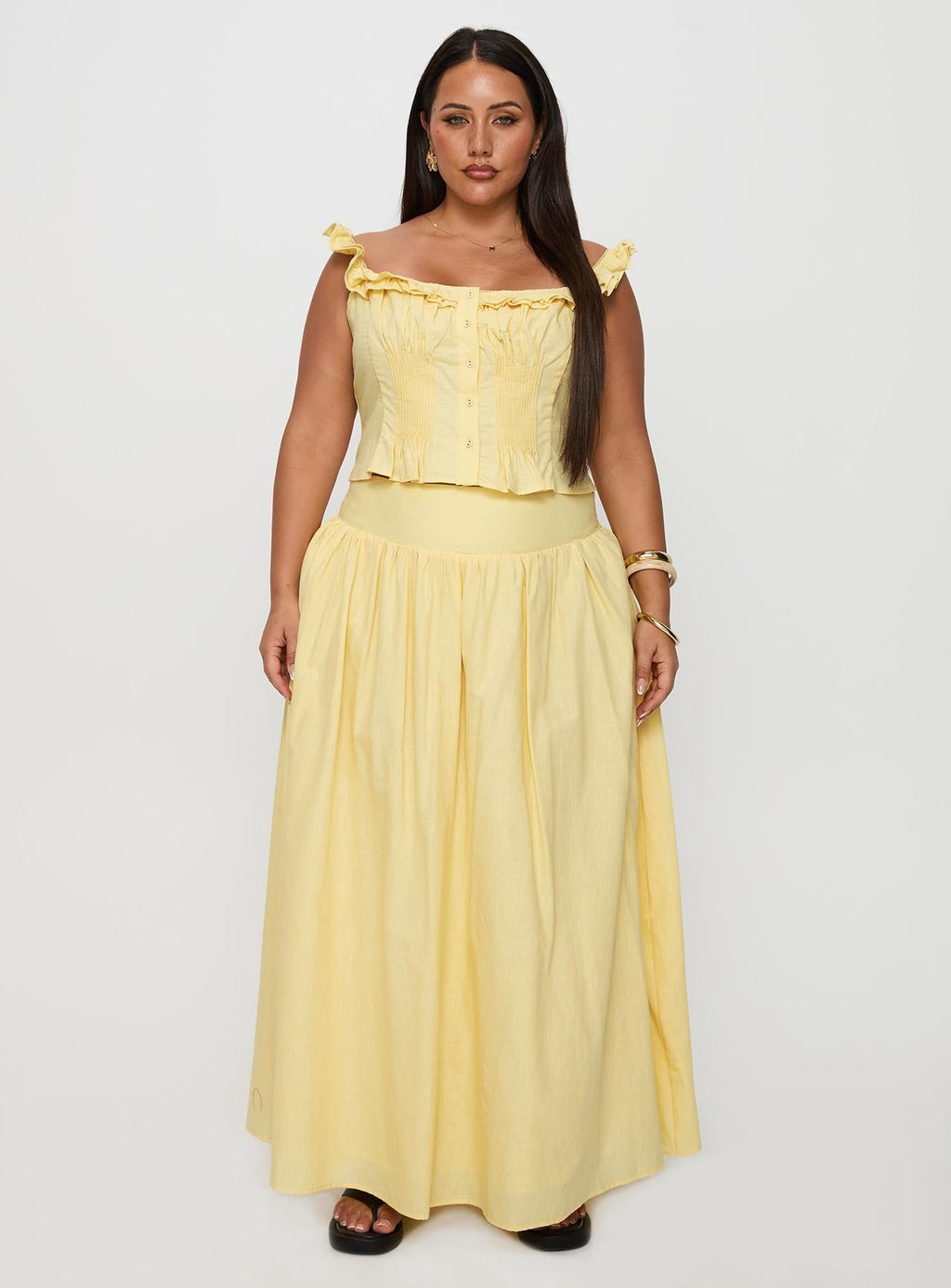 Isadoria Frill Top Yellow Curve