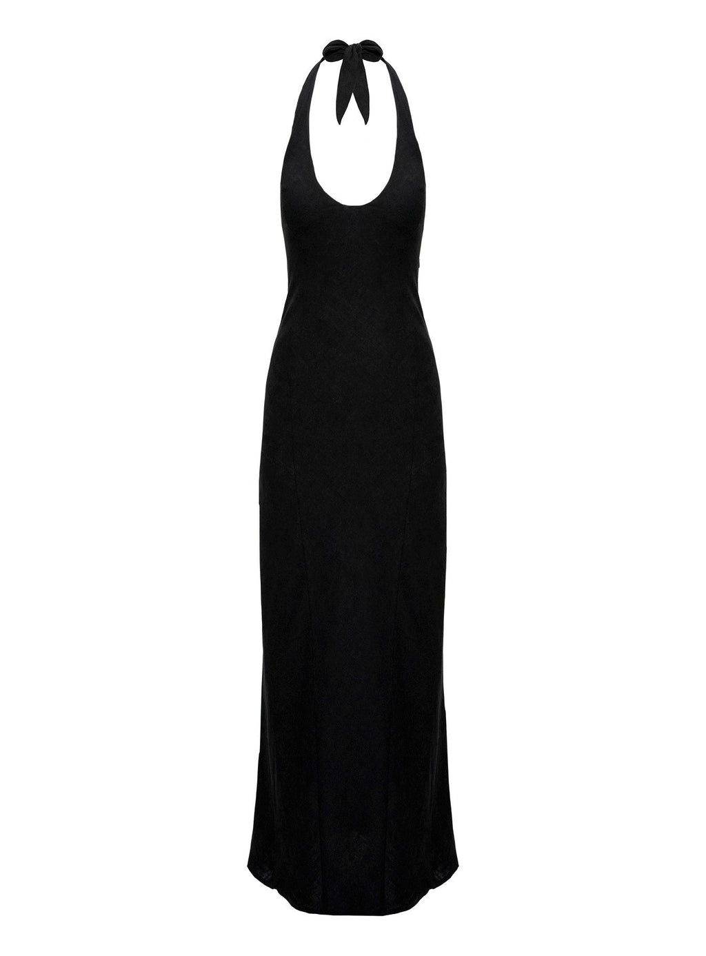 Salone Linen Halter Maxi Dress Black