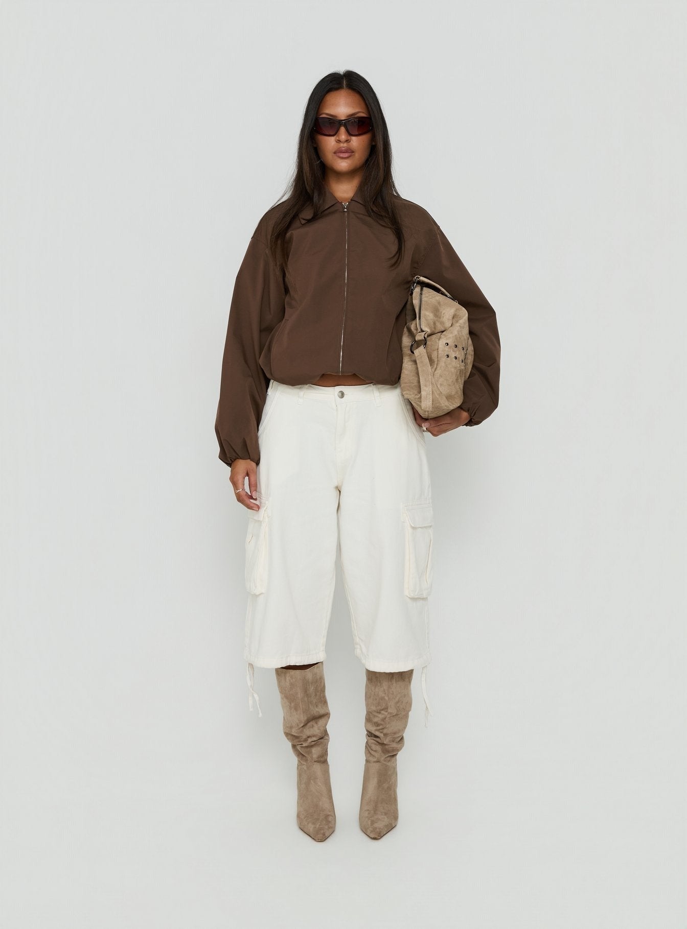 Scorpia Canvas Bomber Jacket Dark Brown