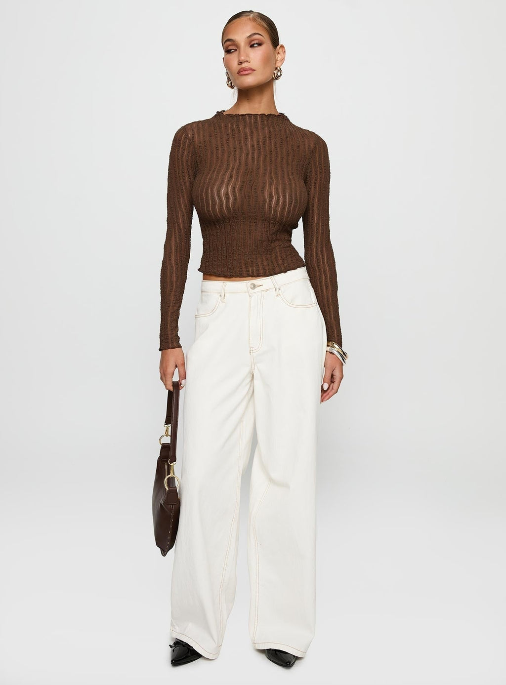 Padra Long Sleeve Top Brown