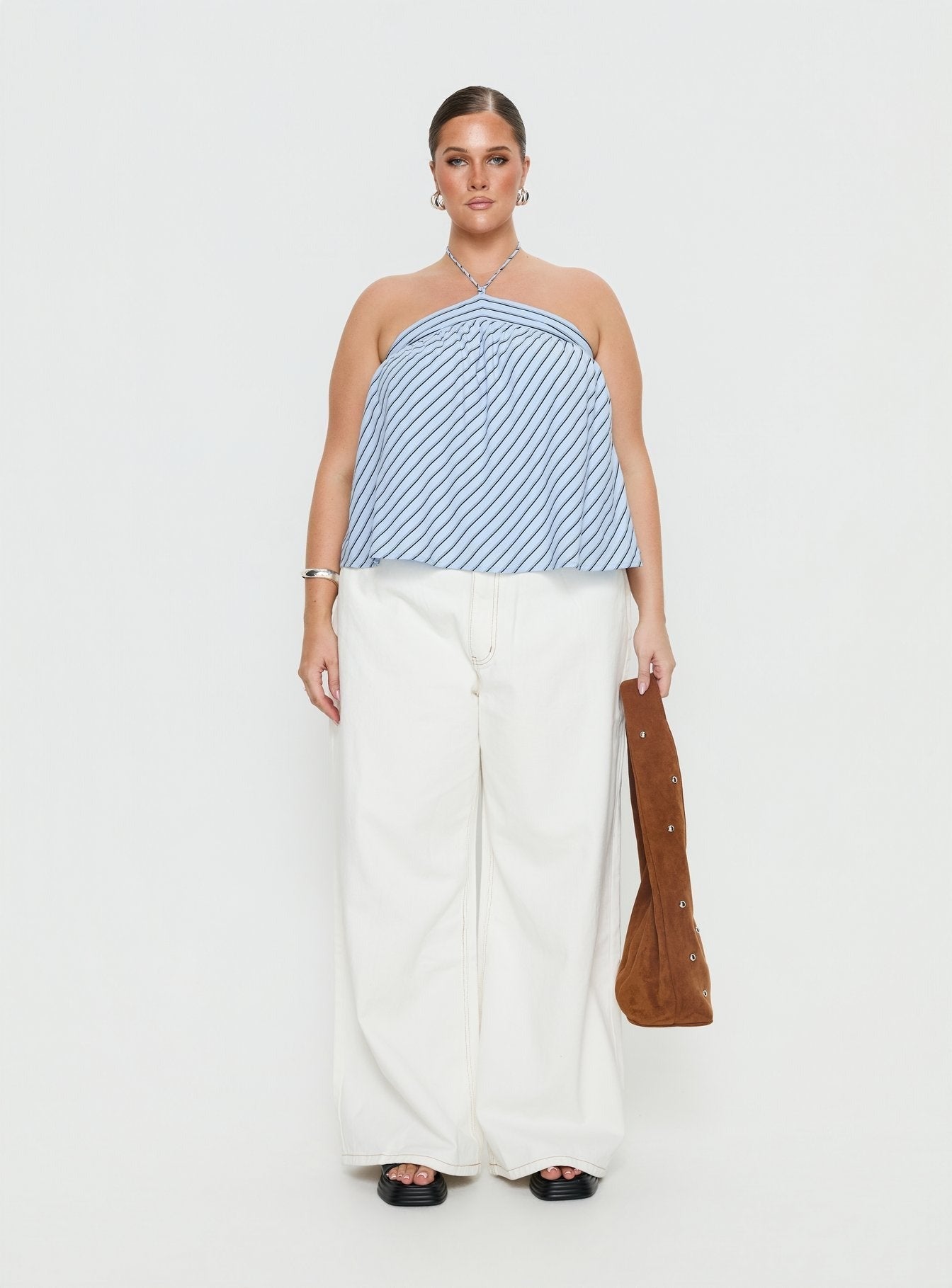 Moonlit Top Blue Stripe Curve