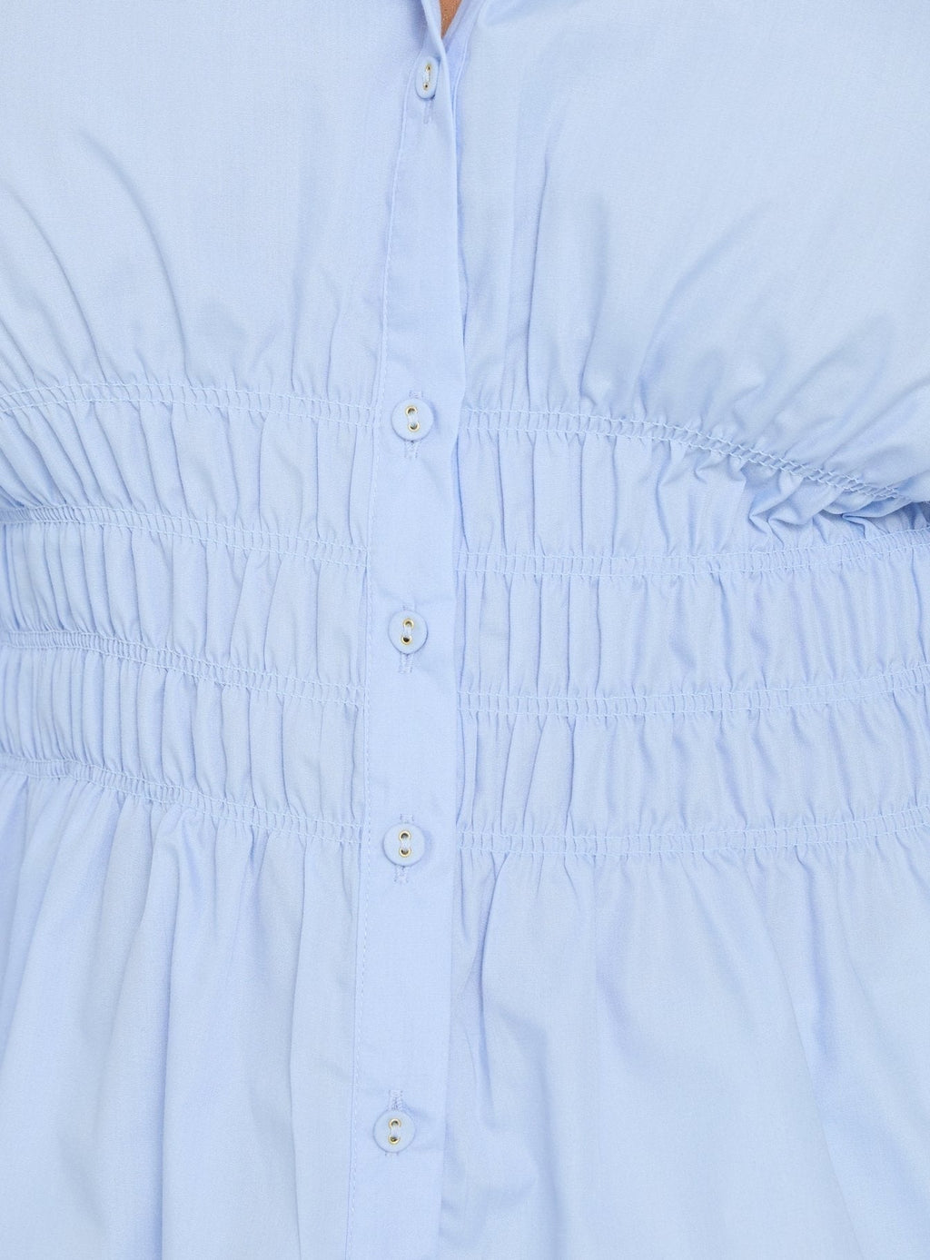 As You Are Shirred Button Up Top Soft Blue Curve