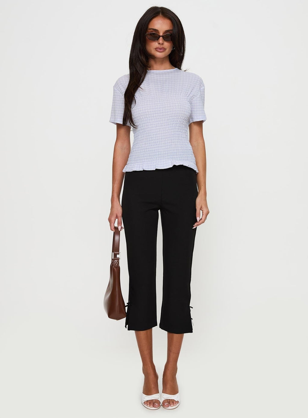 Just Smile Ruched Top Lilac Check