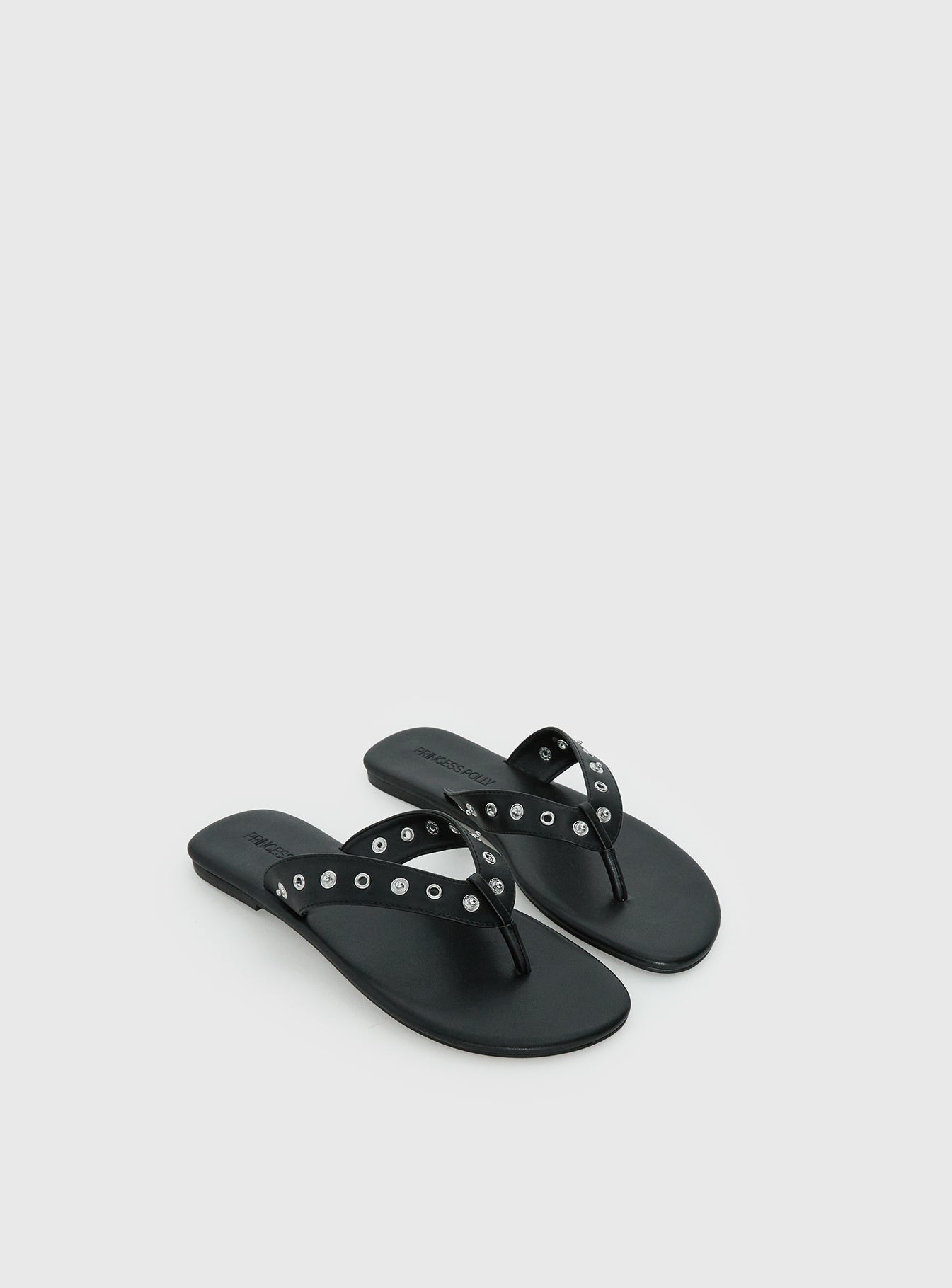 Lyana Eyelet Detail Sandals Black