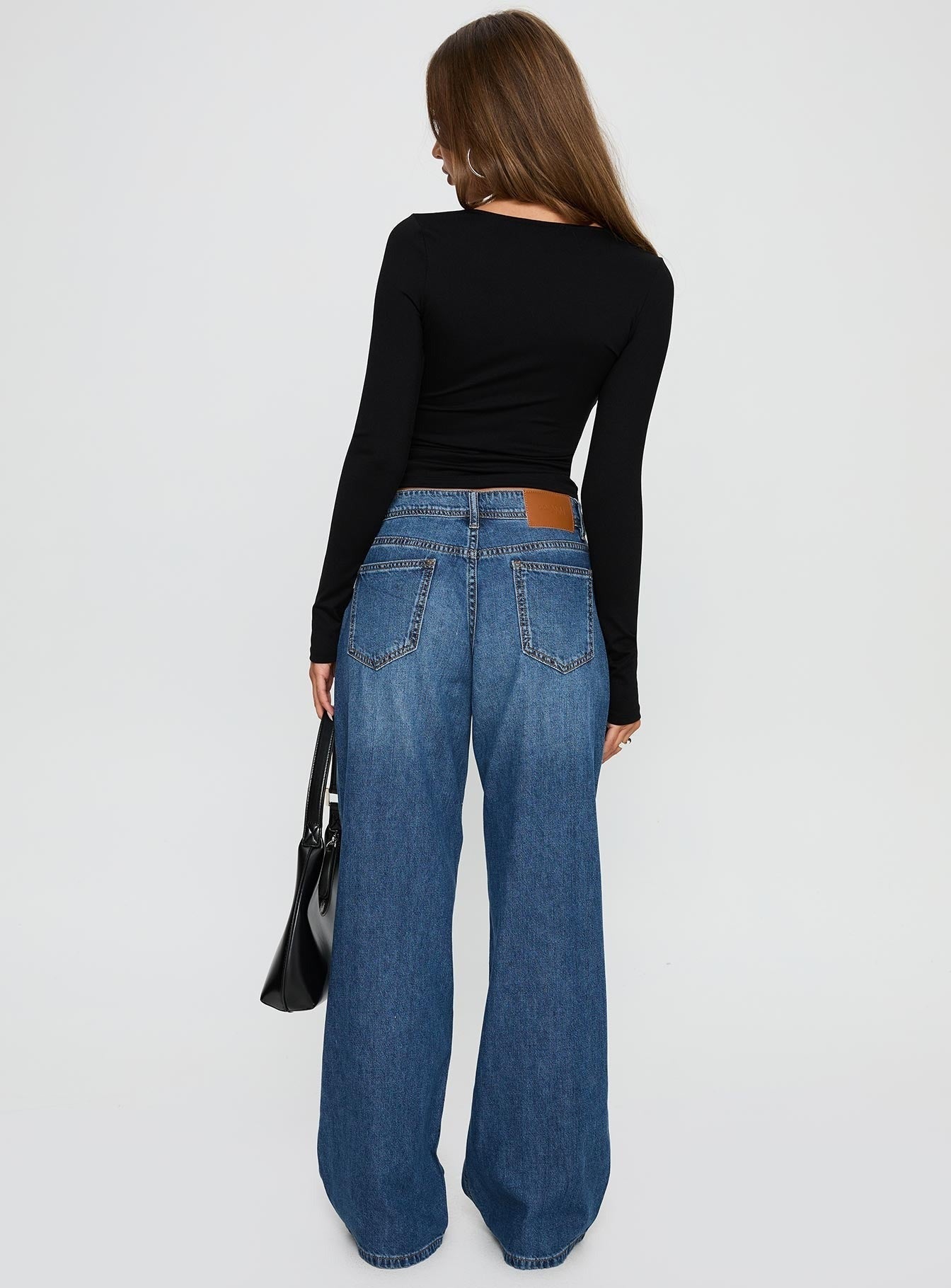 Wolfe Low Rise Straight Leg Jeans Dark Blue Wash