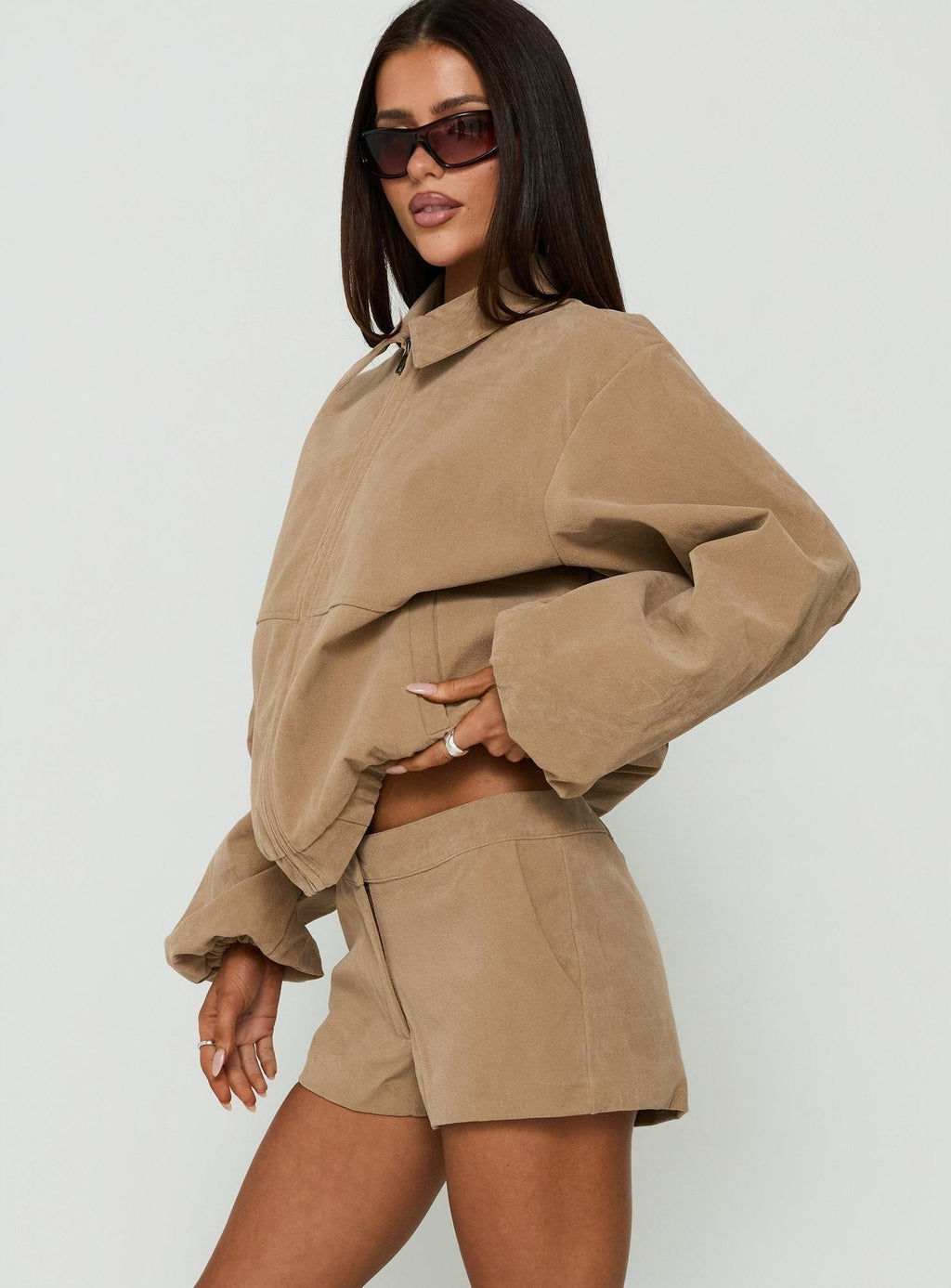 Esmeya Faux Suede Shorts Beige