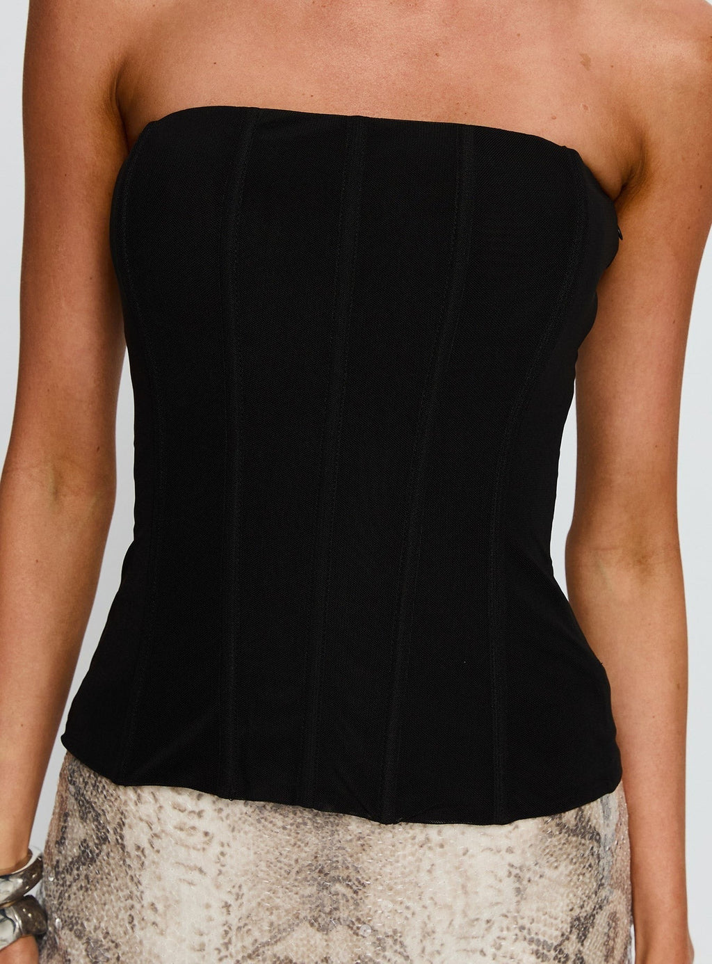 Taneka Strapless Corset Top Black