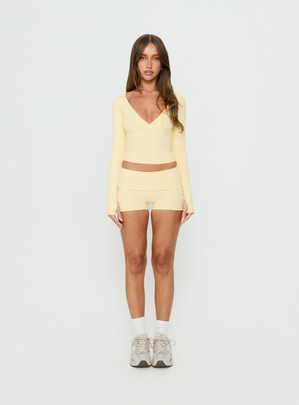 Peak Foldover Micro Shorts Yellow