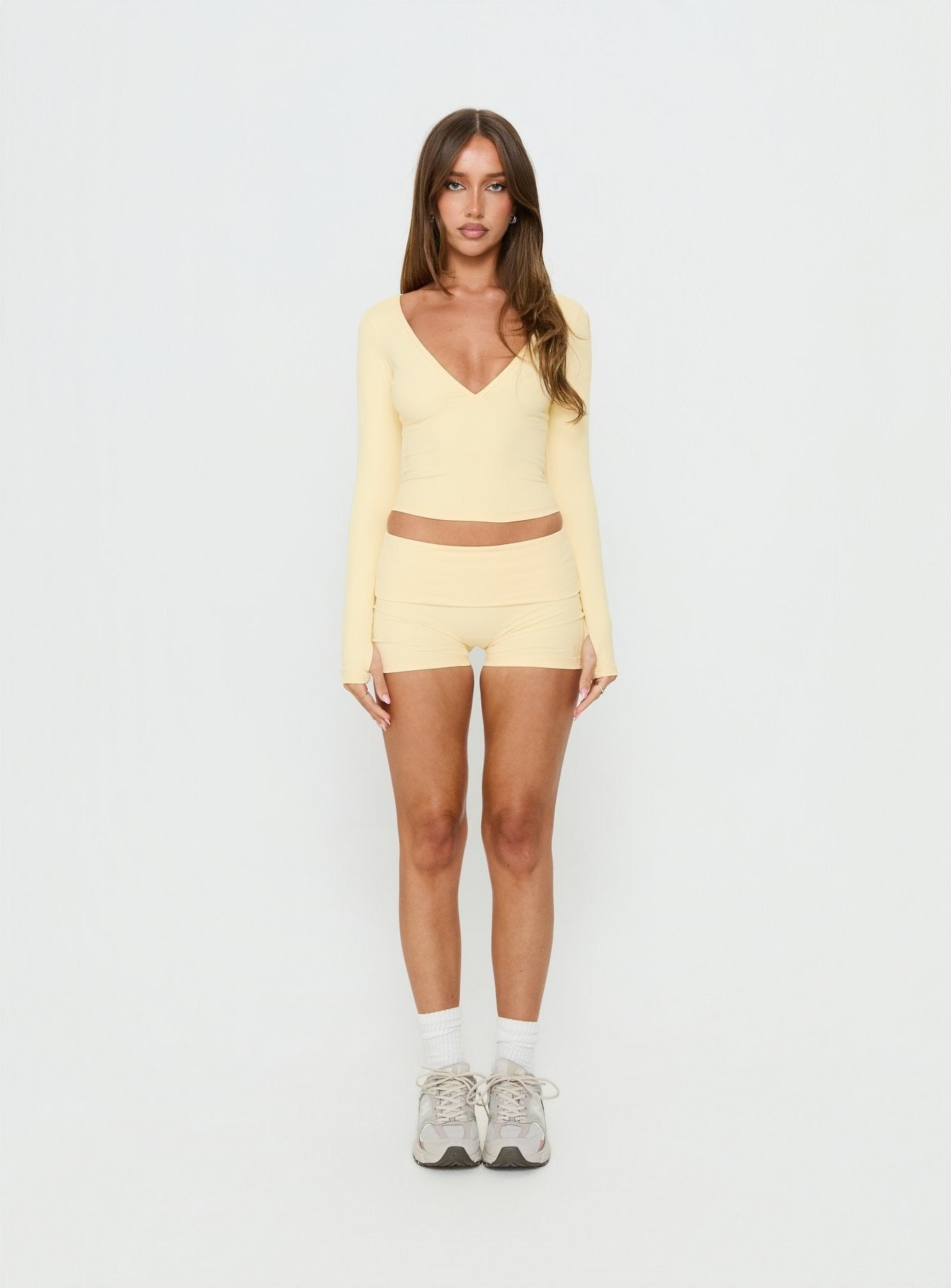 Peak Foldover Micro Shorts Yellow