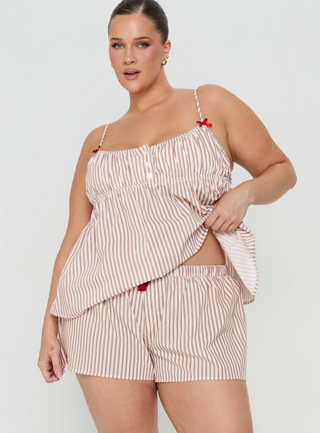 Chill Club Sleep Boxer Shorts Red / White Stripe Curve