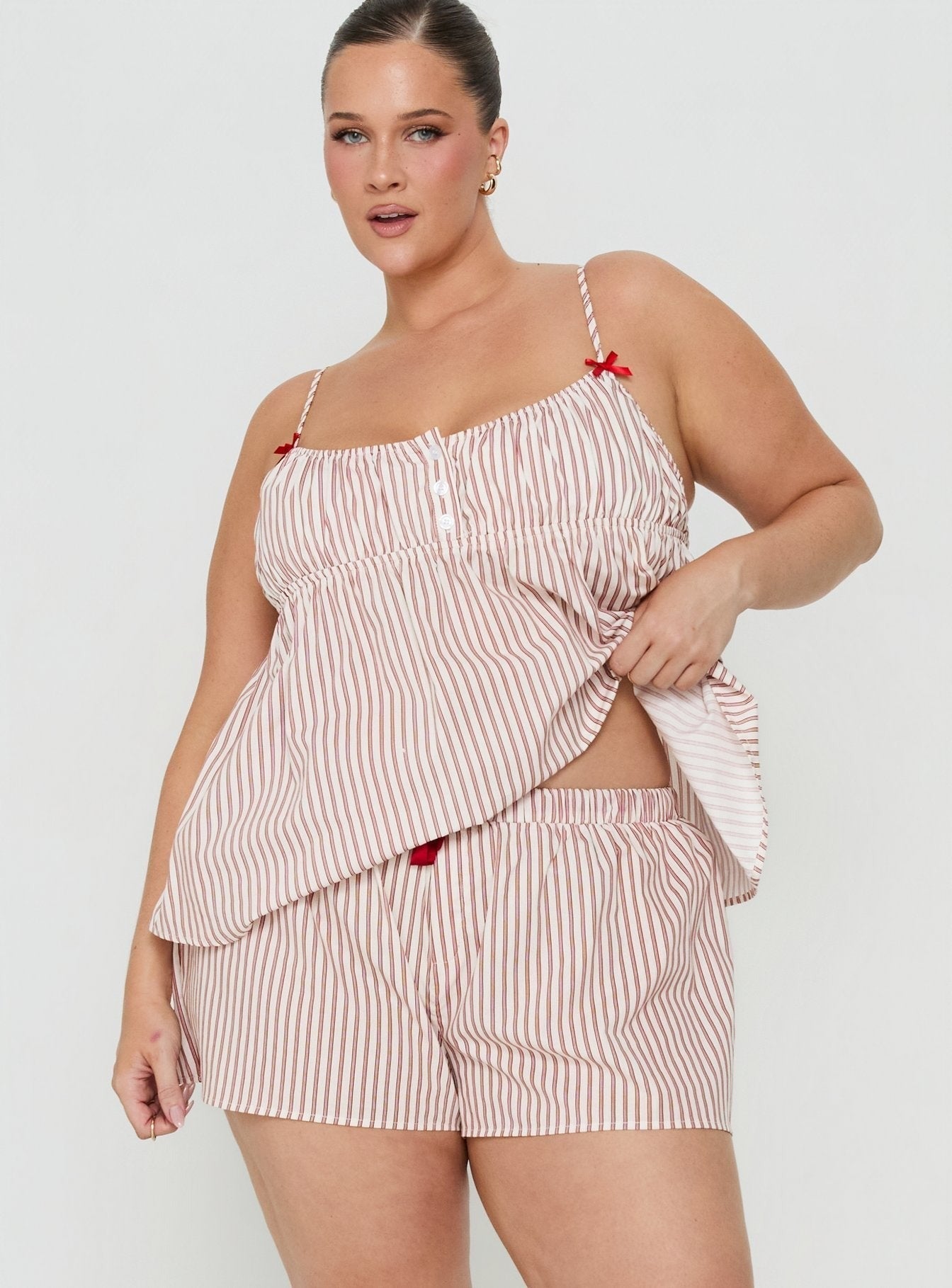 Chill Club Sleep Boxer Shorts Red / White Stripe Curve
