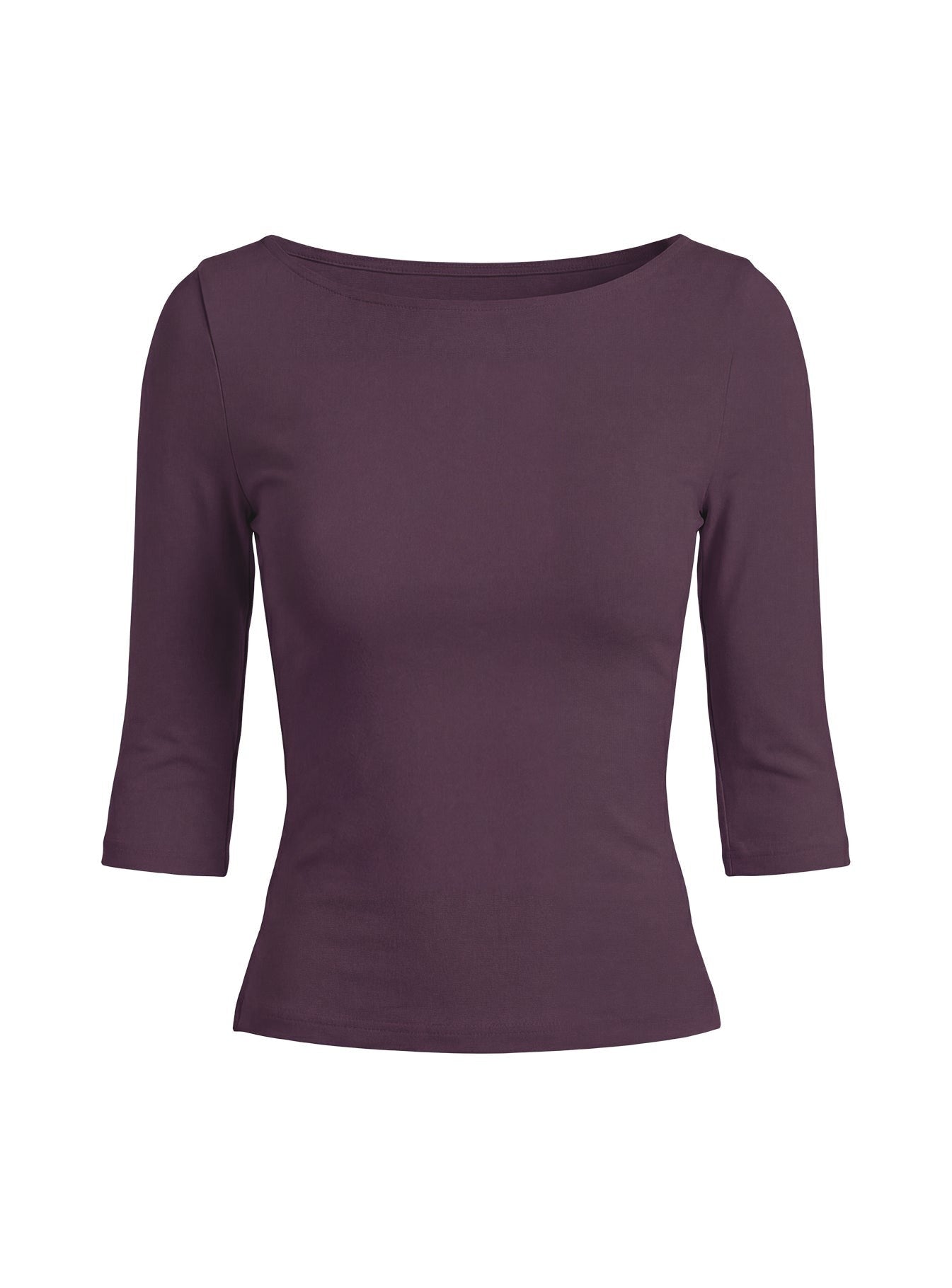 Daily Define Boatneck 3/4 Sleeve Top Aubergine