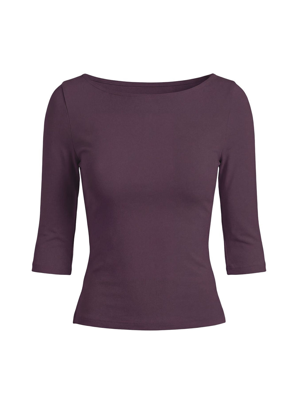 Daily Define Boatneck 3/4 Sleeve Top Aubergine