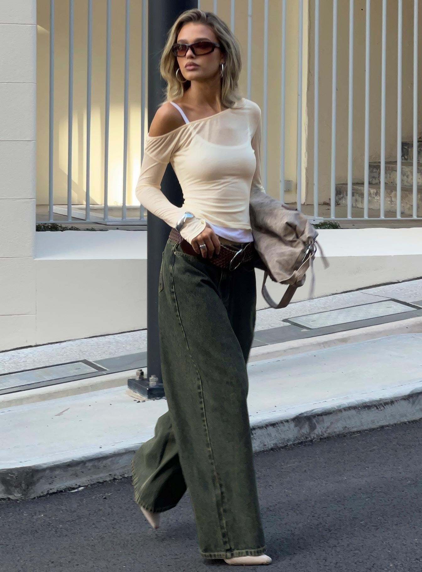 Naylor Mid Rise Wide Leg Jeans Grunge Wash