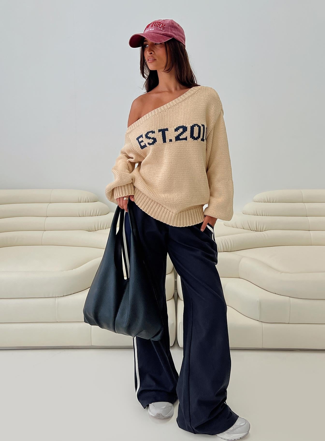 Jadynn Off Shoulder Knit Sweater Cream
