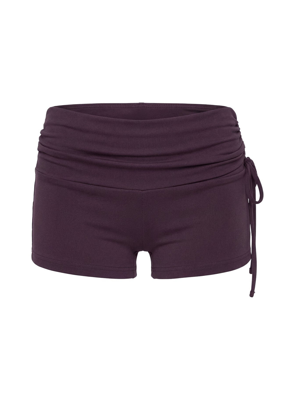 Daily Define Ruched Tie Side Micro Shorts Aubergine