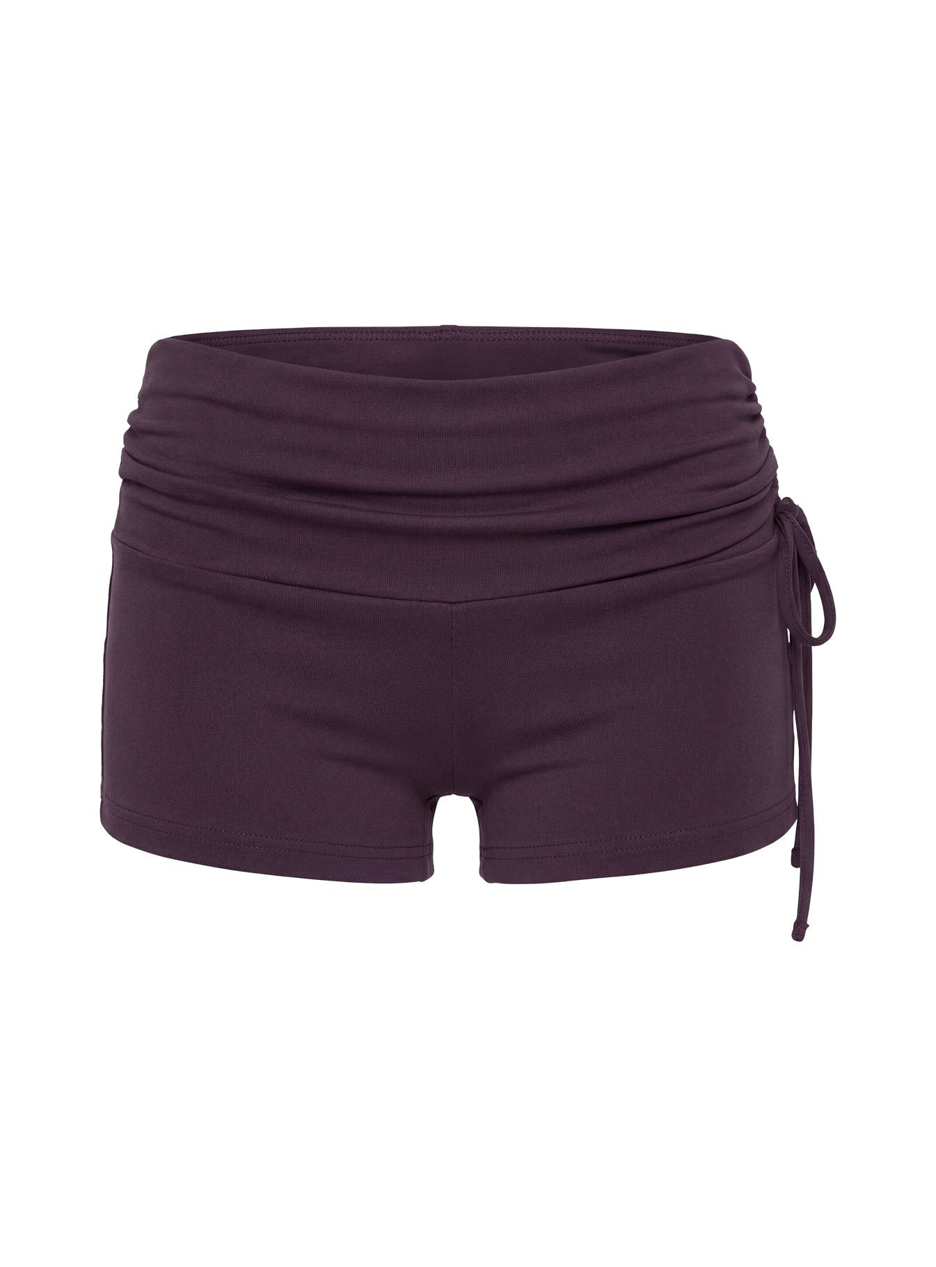 Daily Define Ruched Tie Side Micro Shorts Aubergine