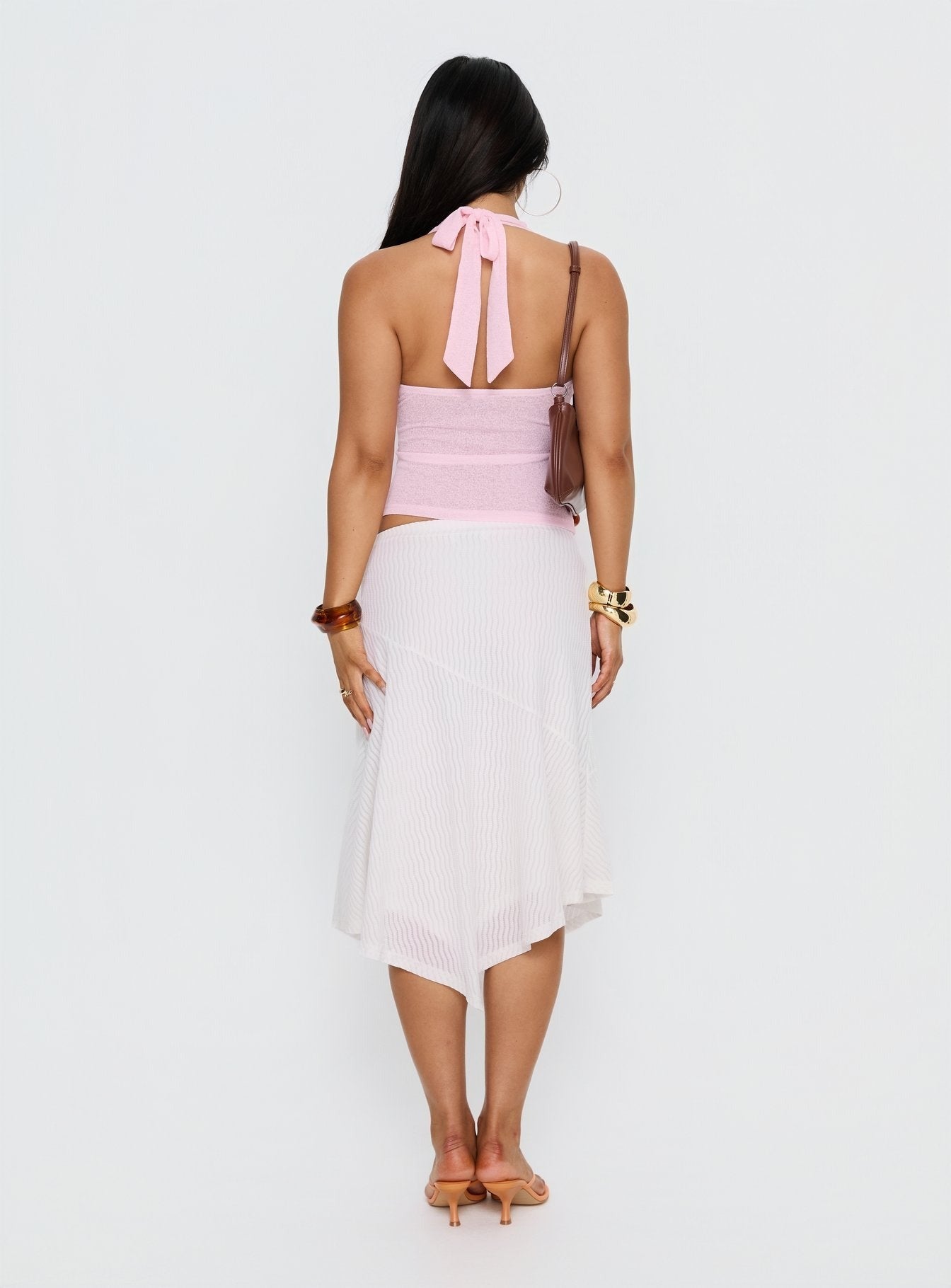 Adrea Asymmetrical Midi Skirt White