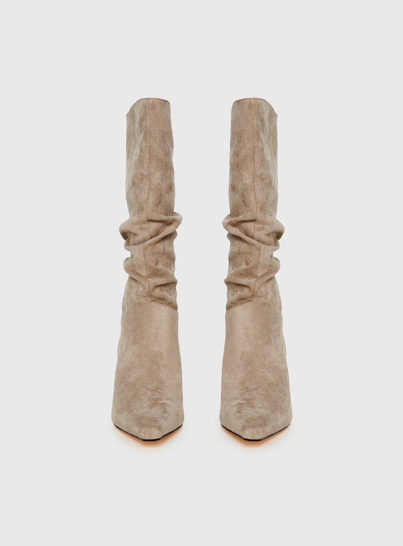 Such A Charmer Faux Suede Scrunch Boot Taupe