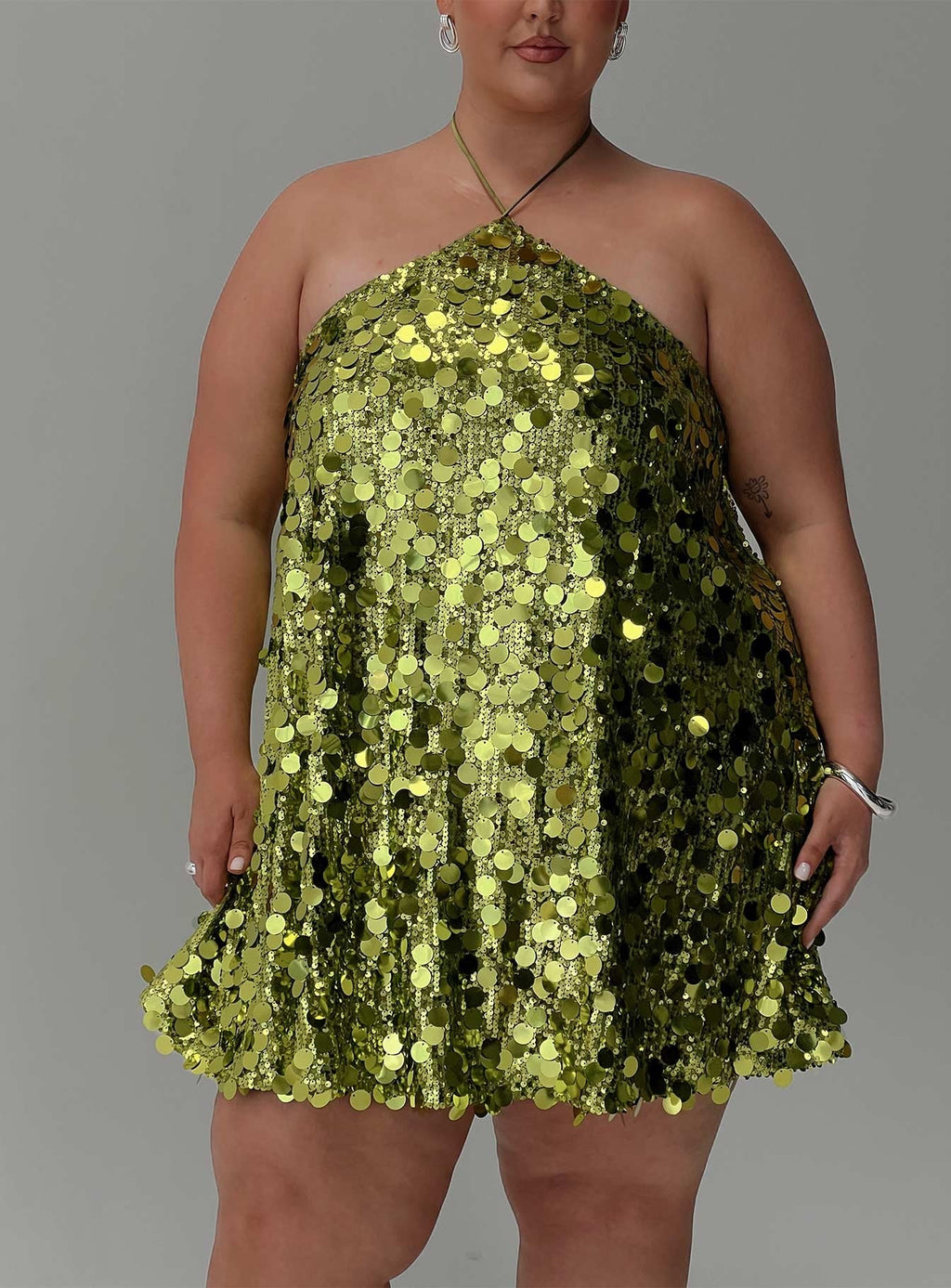 Fluorescents Halter Mini Dress Green Curve