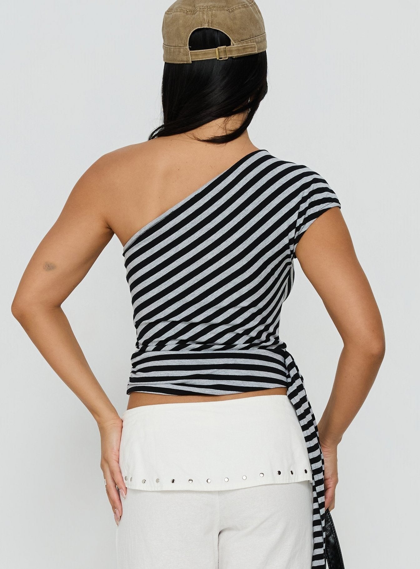 Lost Connection One Shoulder Top Multi Stripe