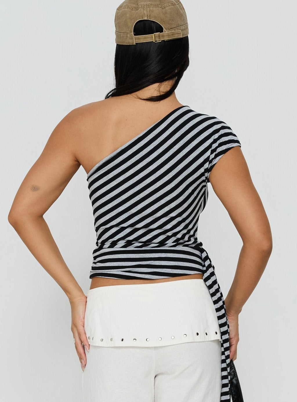 Lost Connection One Shoulder Top Multi Stripe