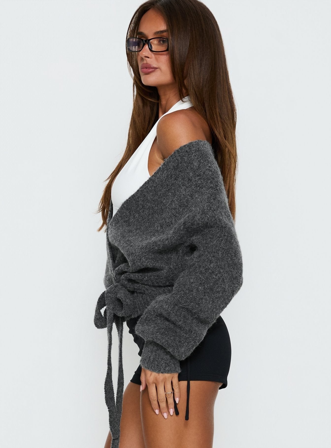 Daelan Wrap Knit Cardigan Charcoal