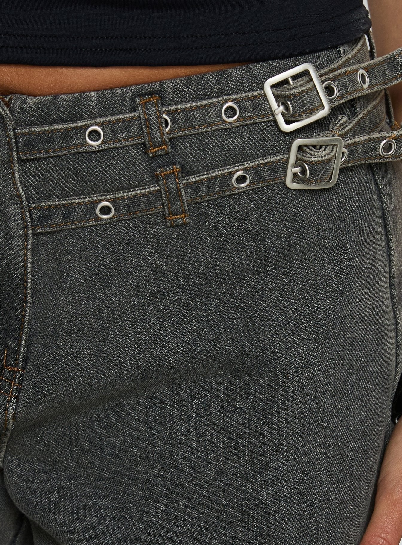 Paltrow Mid Rise Wide Leg Cargo Jeans Washed Grey