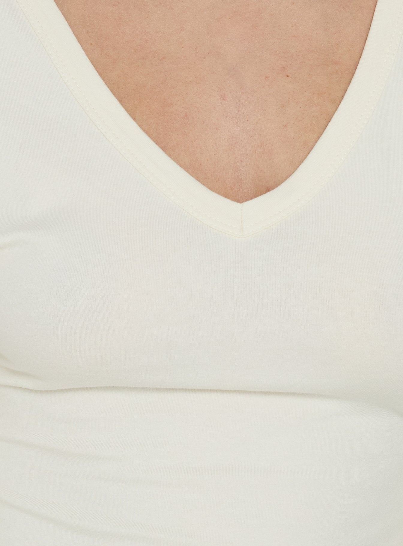 Dance With Shadows Batwing V Neck Long Sleeve Top Cream