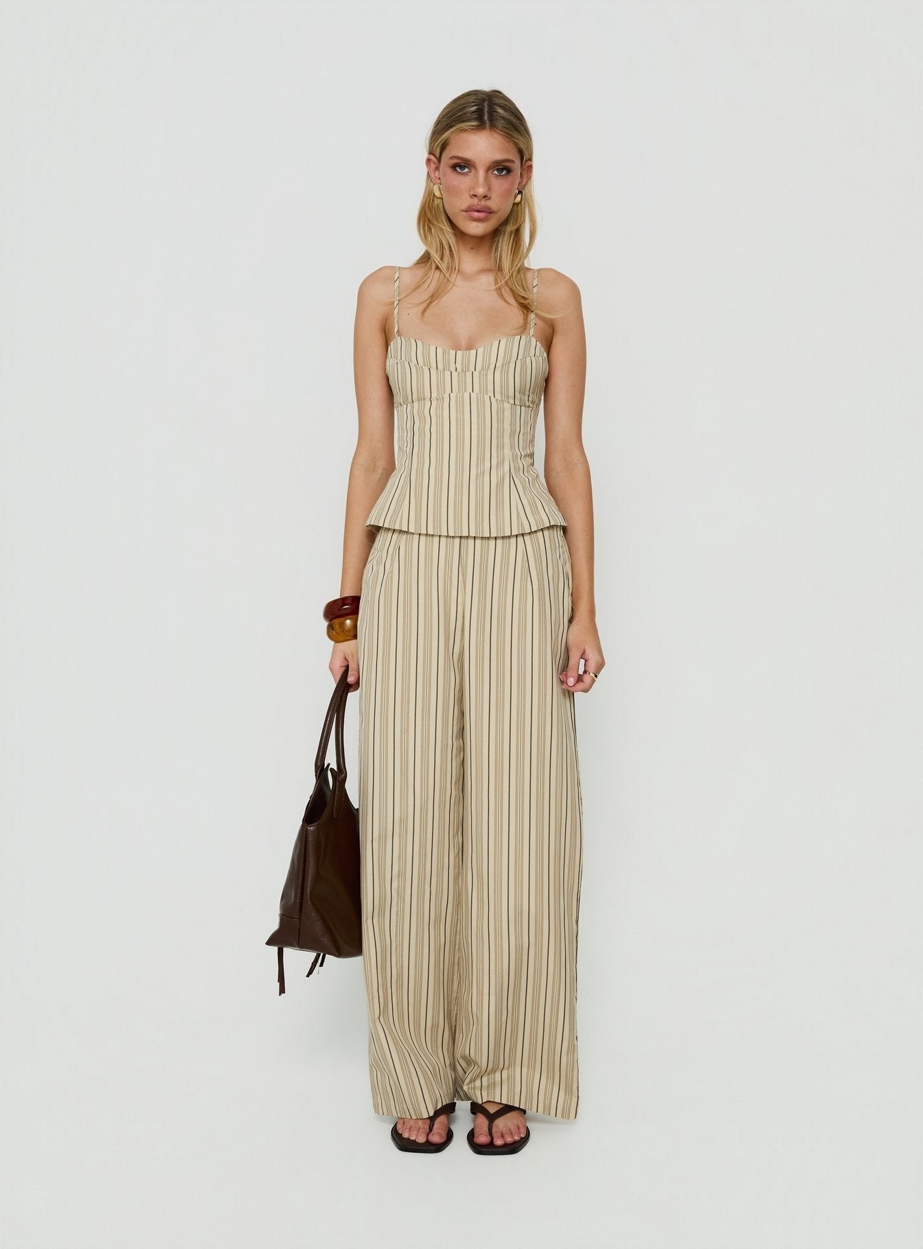Kierstyn Corset Set Beige Stripe