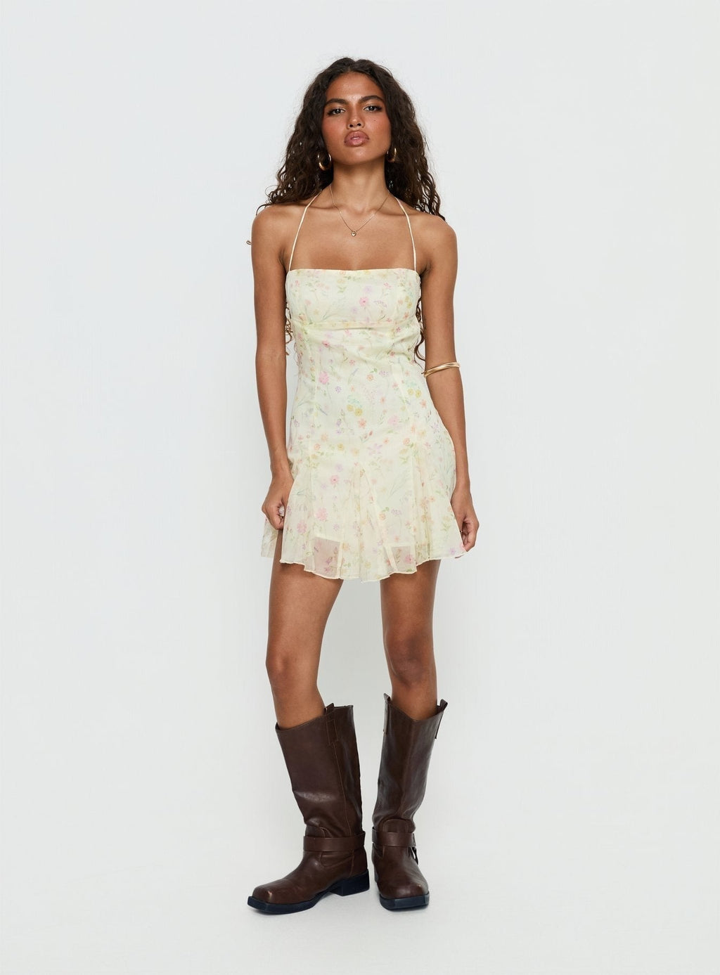 Delamere Mini Dress Yellow Floral