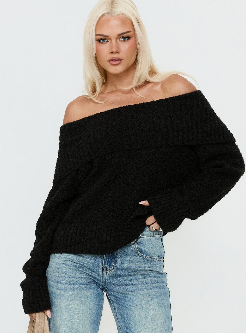 Parkley Boucle Off The Shoulder Black