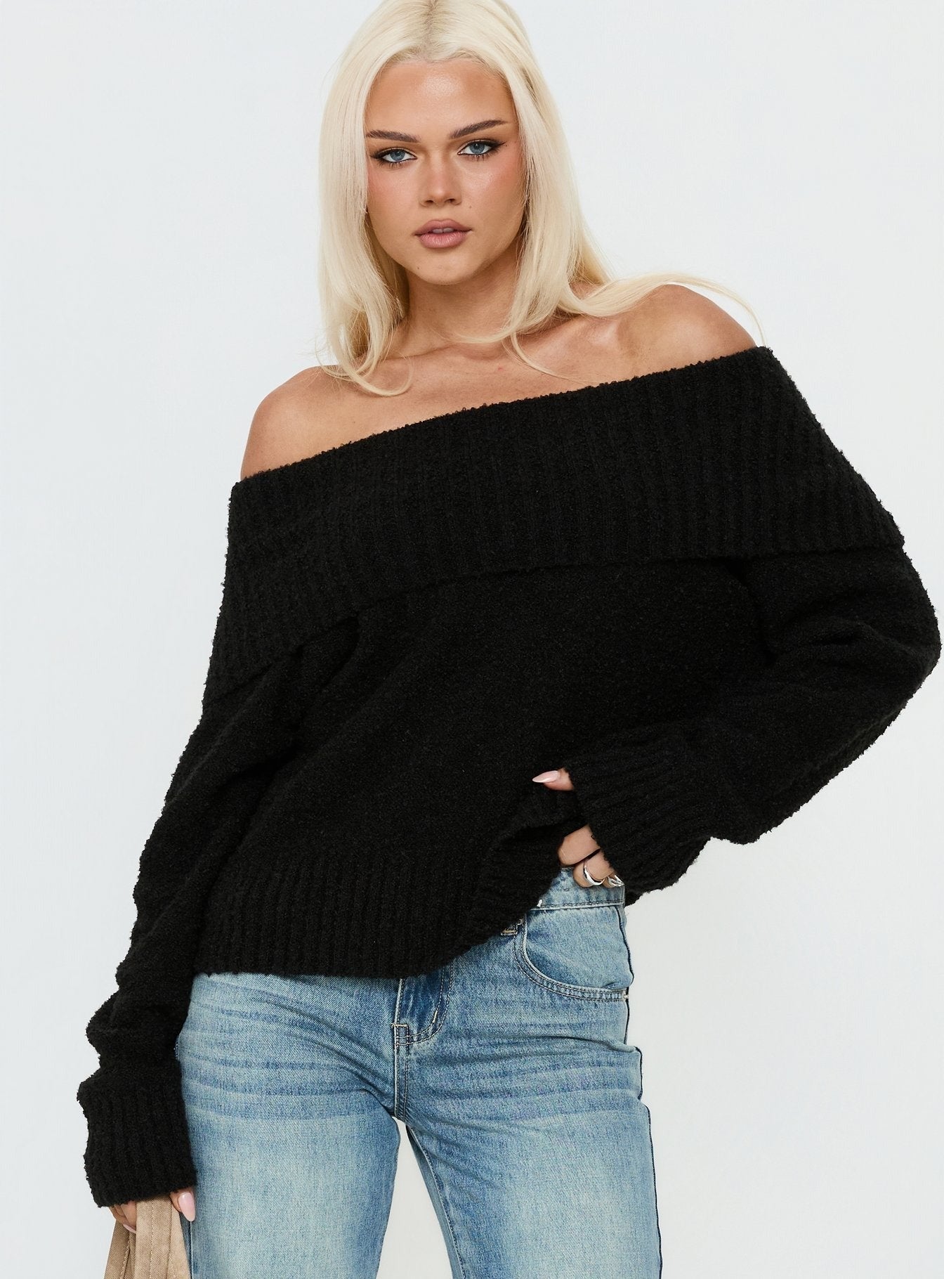 Parkley Boucle Off The Shoulder Black
