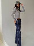 Jaycie Tie Side Track Pant Navy