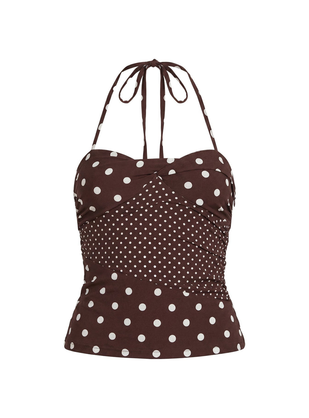 Marguerite Halter Top Brown Polka