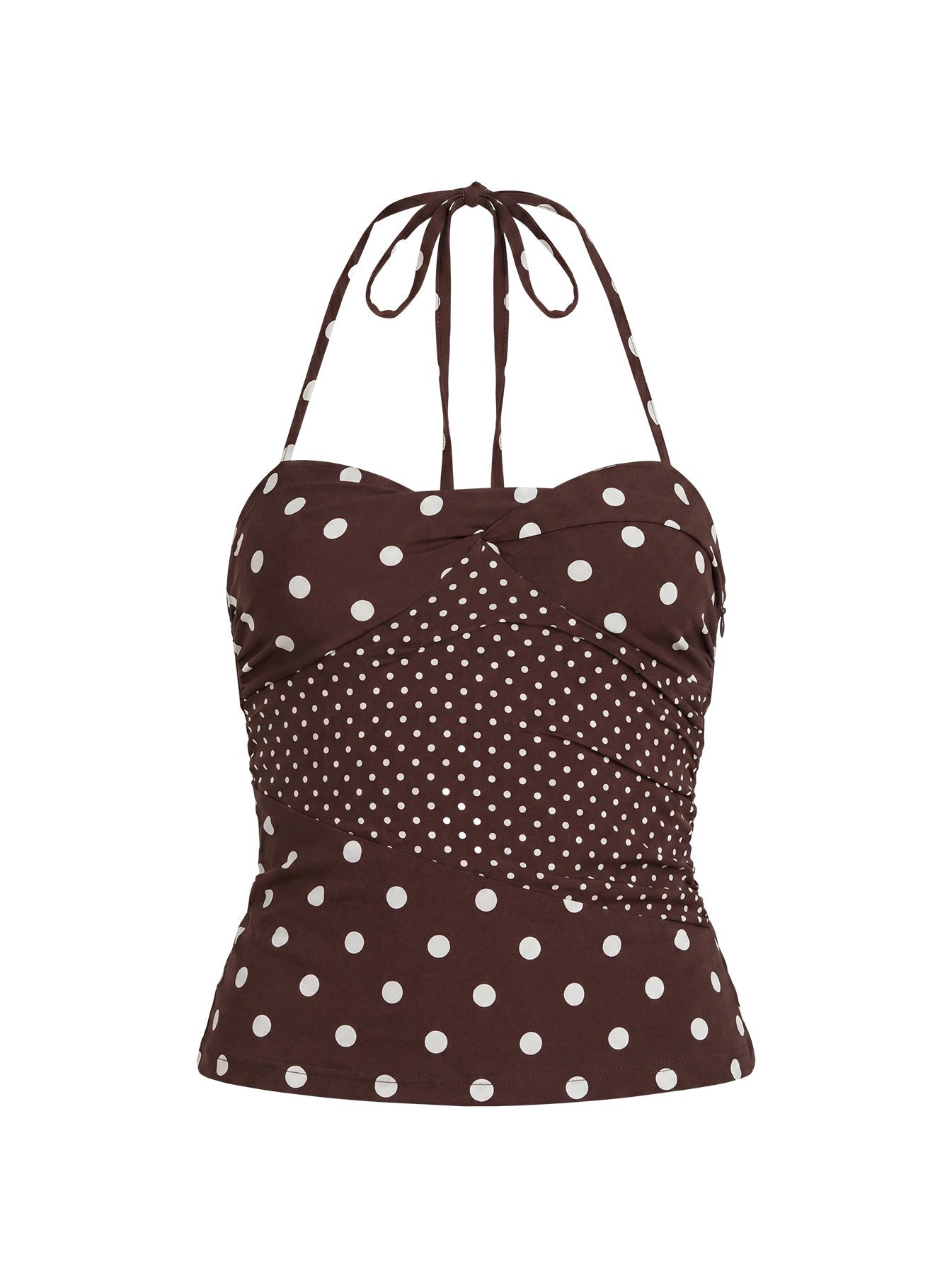 Marguerite Halter Top Brown Polka