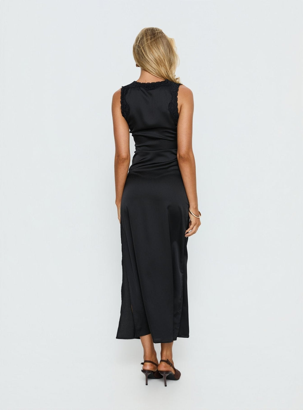 Kasalie Lace Trim Maxi Dress Black