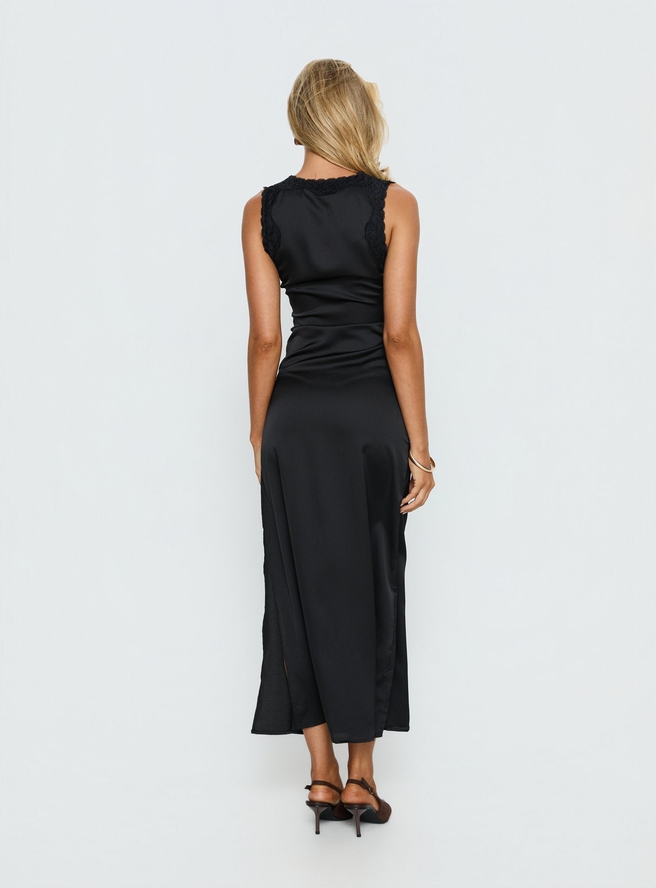 Kasalie Lace Trim Maxi Dress Black