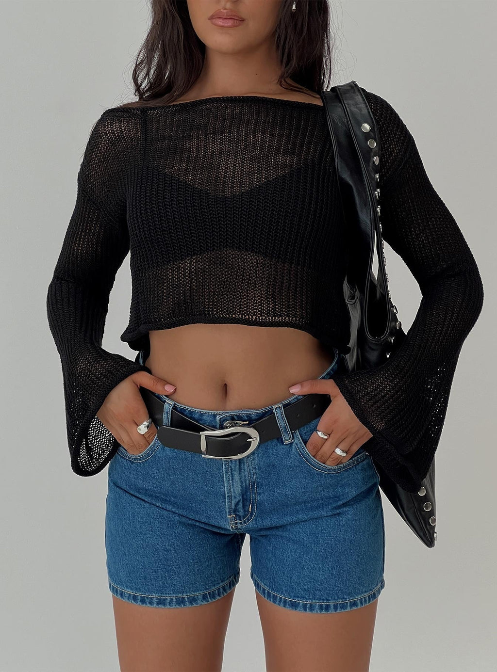 Saldana Shorts Mid Blue Denim Petite