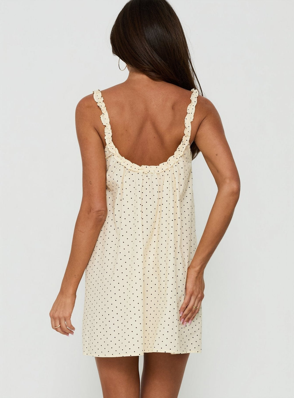 Nattalie Babydoll Sleep Mini Dress Cream Polka Dot