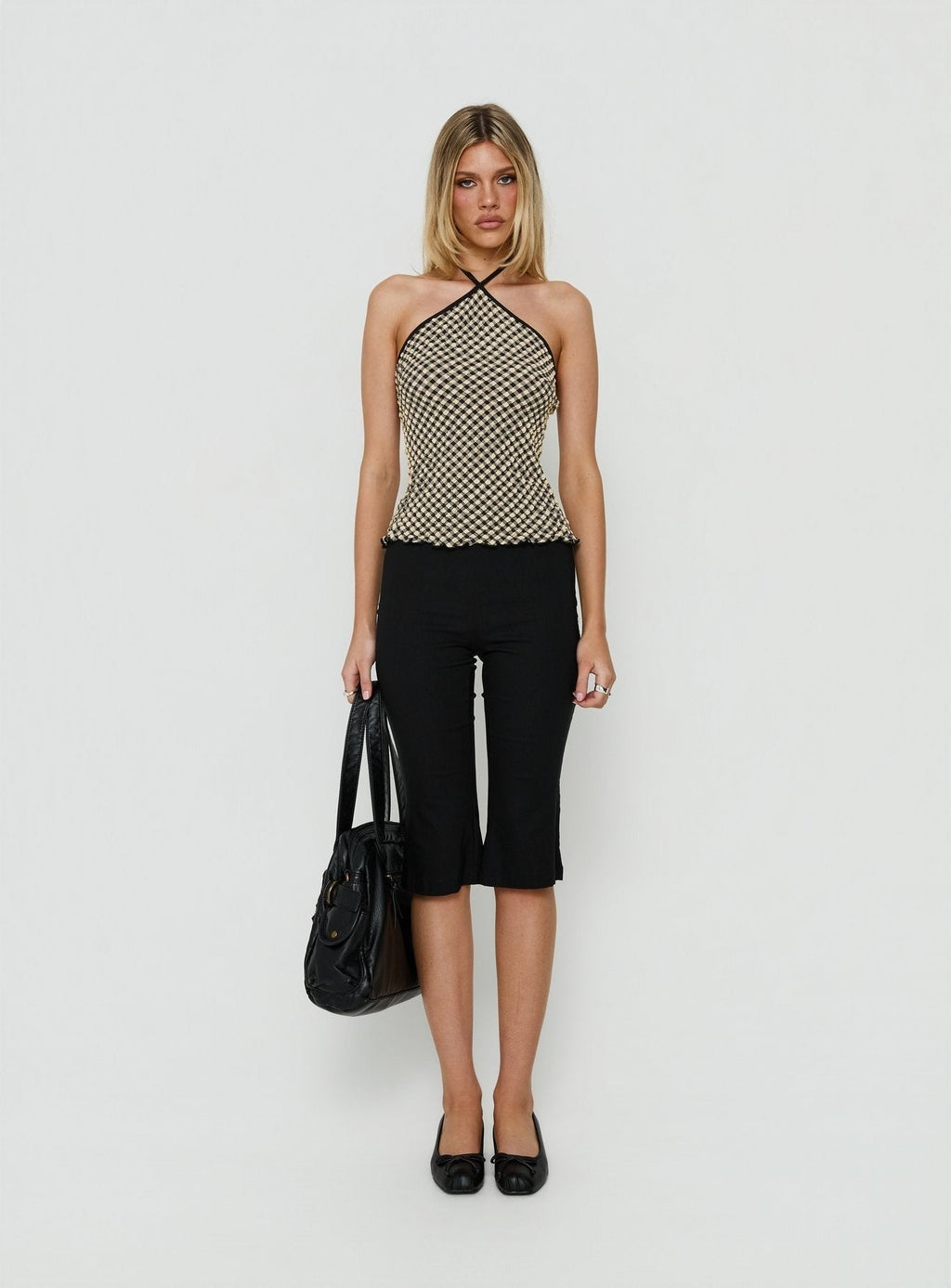 Caspiann Arrowneck Top Black / Butter Gingham