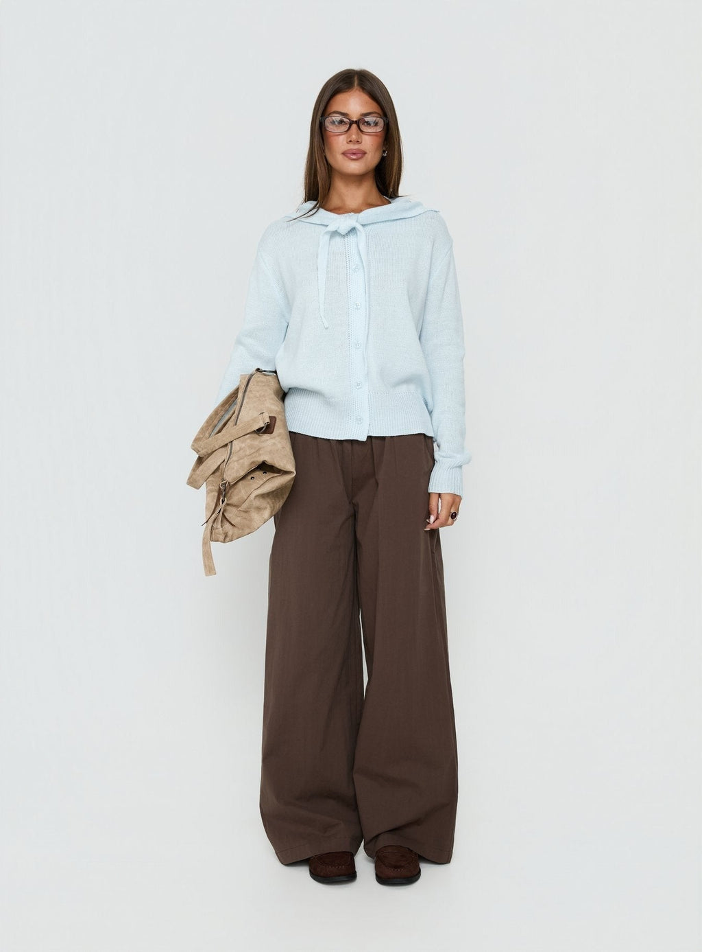 Pippy Scarf Tie Sweater Light Blue