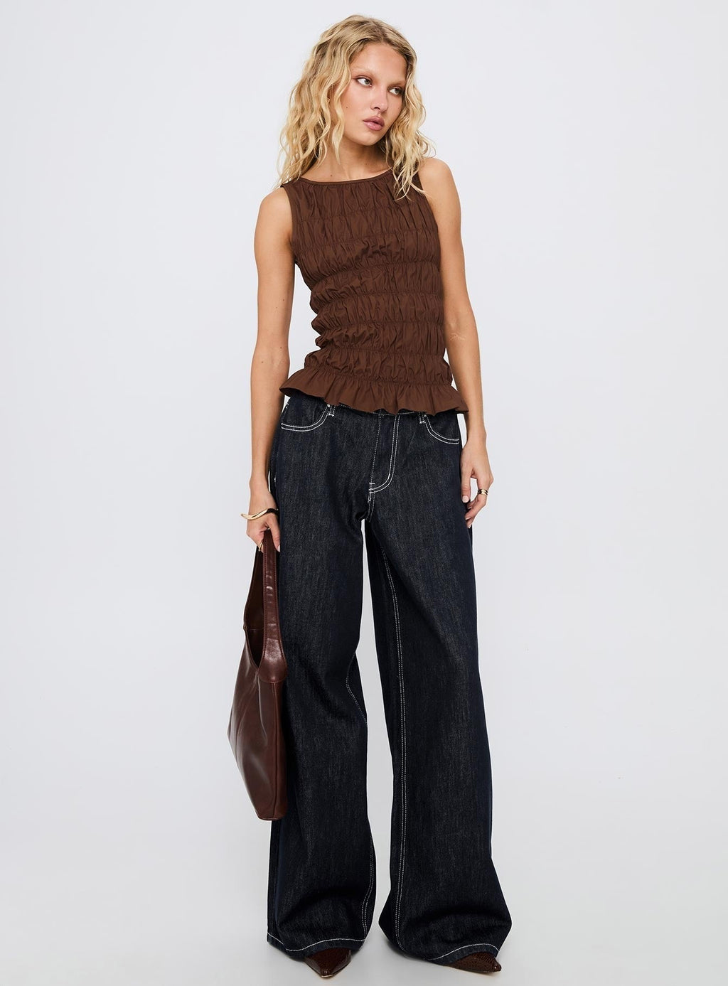 Lierre Low Rise Wide Leg Jeans Dark Blue Wash